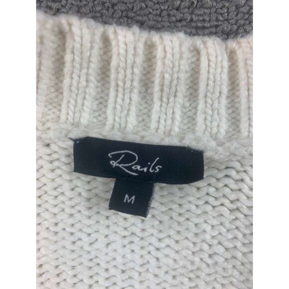 Rails Cardigan Women M Cream Button Front Cherry Strawberry Knit Puff Sleeve - Picture 3 of 11